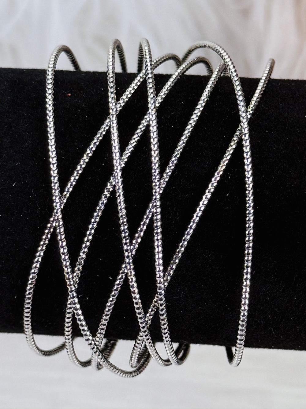 Silvertone Minimalist Wideband Wired Cuff Bracelet